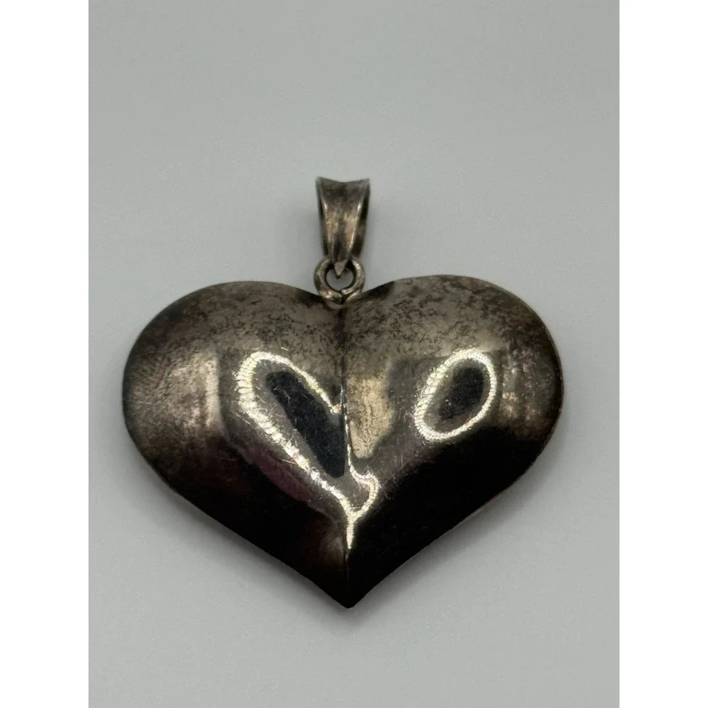 Vintage Sterling Silver 925 Puffy Heart Pendant